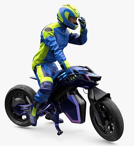 Racer on Futuristic Motorcycle