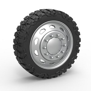 3D model Diecast 10 Triangular Hole front semi wheel for pickup Version 2 Scale 1 to 25