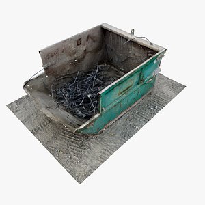 Gravel Container Rebar - 3D photogrammetry model scan of small green container with bend rebar 3D