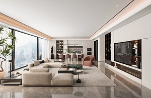 3D modern living room