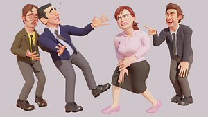 The Office Caricature Rigs Micheal Dwight Jim and Pam 3D model