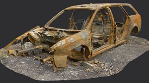 3d model old burnt car