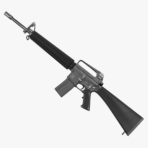 3d model of assault rifle m16 modeled
