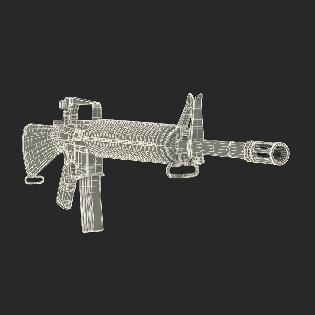 3d Model Of Assault Rifle M16 Modeled