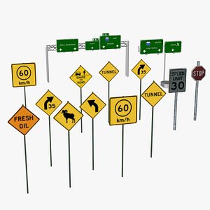 Road Signs And Traffic Signs 3D model