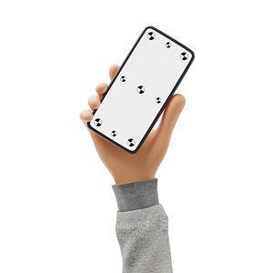 Smartphone blank screen in cartoon hand