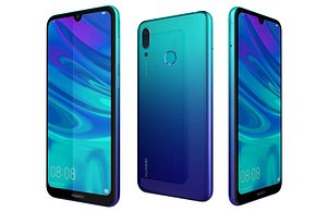 3D Huawei Y7 2019 Aurora Blue Low Poly model