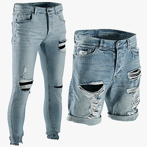 Men's Ripped Jeans with Shorts Collection 1