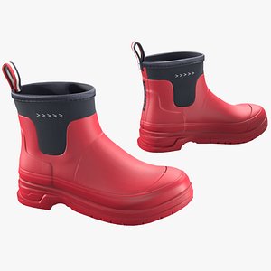 3D Red Short Rubber Boots