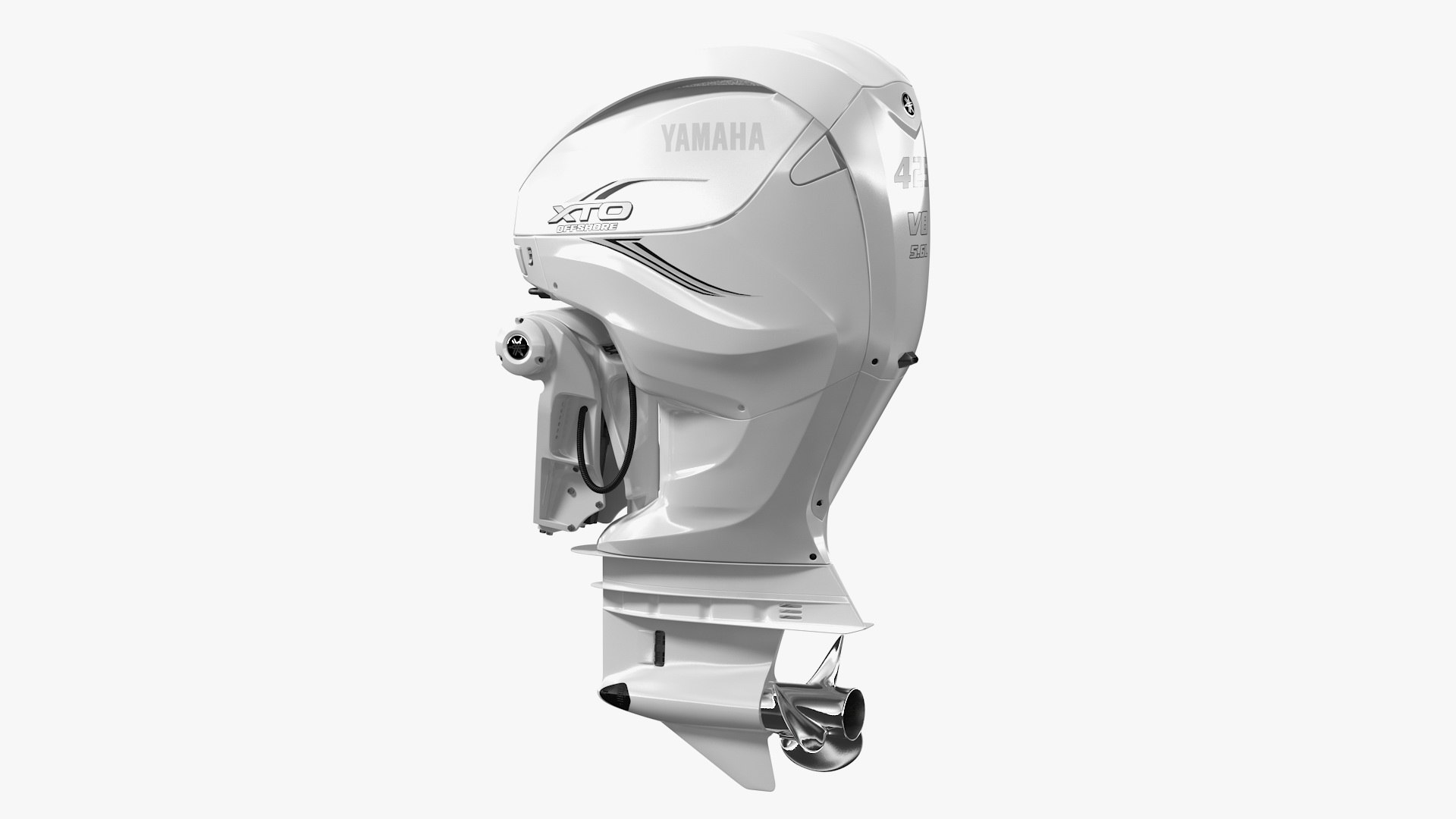 Yamaha F425A Outboard Motor White Rigged 3D model preview