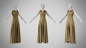 Dress 55 Yellow Metal 3D