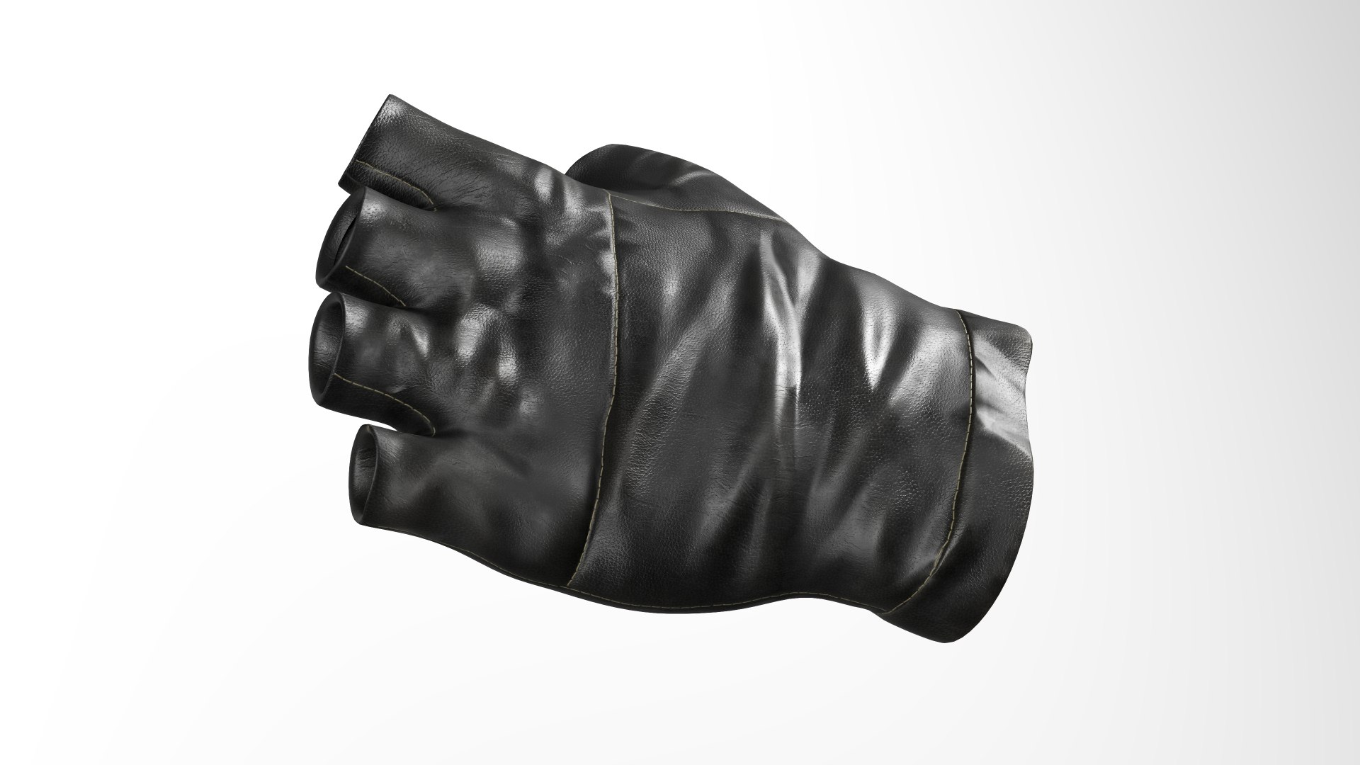 Black Leather Fingerless Glove 3D Model - TurboSquid 1987501