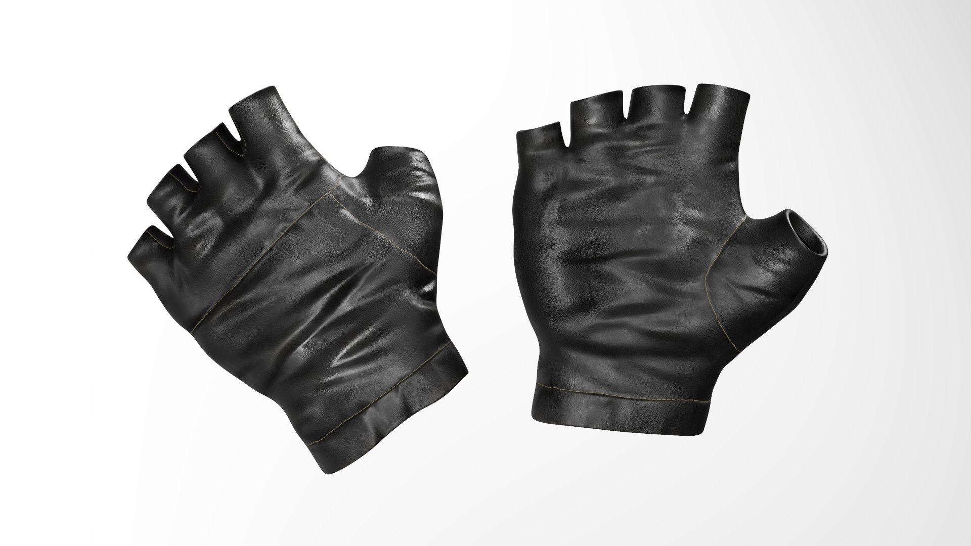 Black Leather Fingerless Glove 3D Model - TurboSquid 1987501