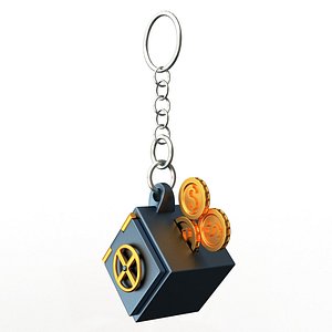 Safe Box and Dollar Coin Keychain 3D