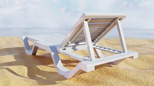 Sun lounger Deck chair Resting beach bed Low-poly 3D