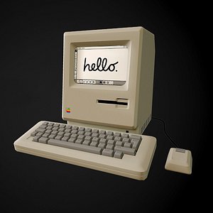 3D retro apple computer