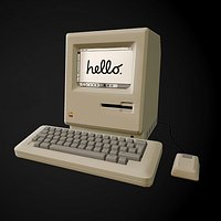 Apple Macintosh 128k retro computer Low-poly 3D model