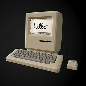 Apple Macintosh 128k retro computer Low-poly 3D model