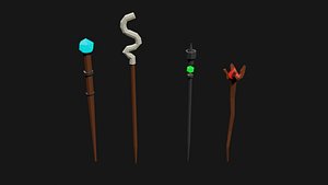 3D Lowpoly Magic Wand Set model