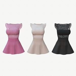 3D Cocktail Dress - 3 colors model