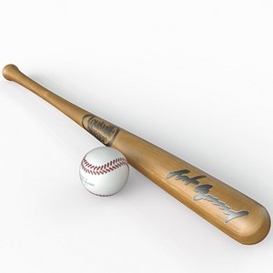 Baseball Bat and Ball Low Poly