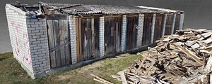 3D White Brick Wooden Shed