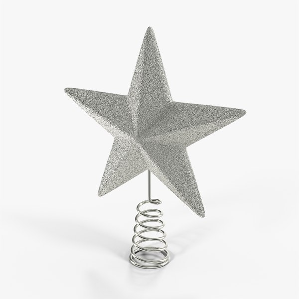 3D silver star tree topper