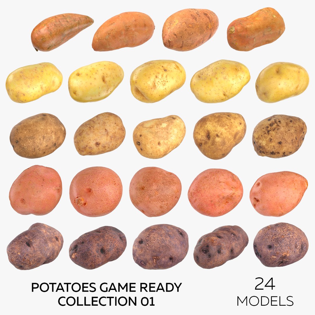 3D model Potatoes Game Ready Collection 01 - 24 models https://p.turbosquid.com/ts-thumb/MD/cIm0i7/EX/square/jpg/1637764947/1920x1080/fit_q87/e2295f41275361db172fe9ac53704deae4a2d2d2/square.jpg