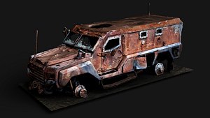 war destroyed vehicle burned wreck PBR photogrammetry 3D model