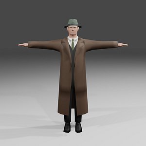 Lowpoly Stylized Detective updated edition 3D model