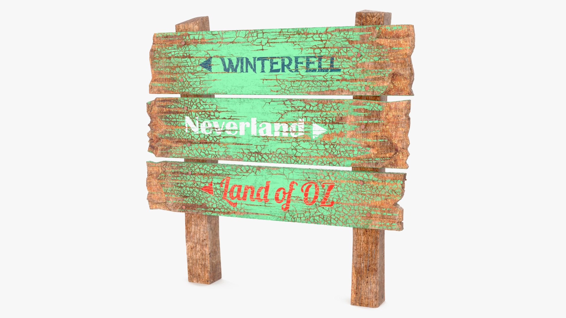 Old Weathered Wooden Sign Board 3D model preview