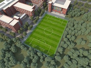 School Modern school High school football field track field Chinese school school whole school baske 3D model