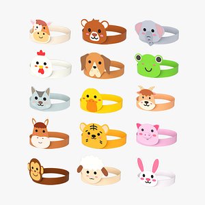 3D Paper Animal Headband 3D Model Pack 01 model