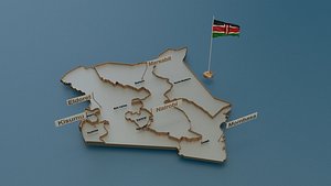 Kenya detailed Map with Animated Flag