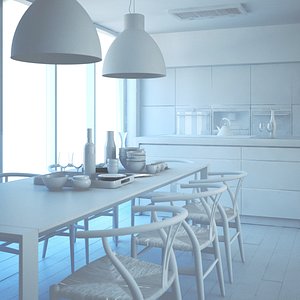 white modern kitchen 3d model