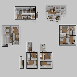 3D Modern Apartment Pack  5 Fully Furnished 3D Interiors