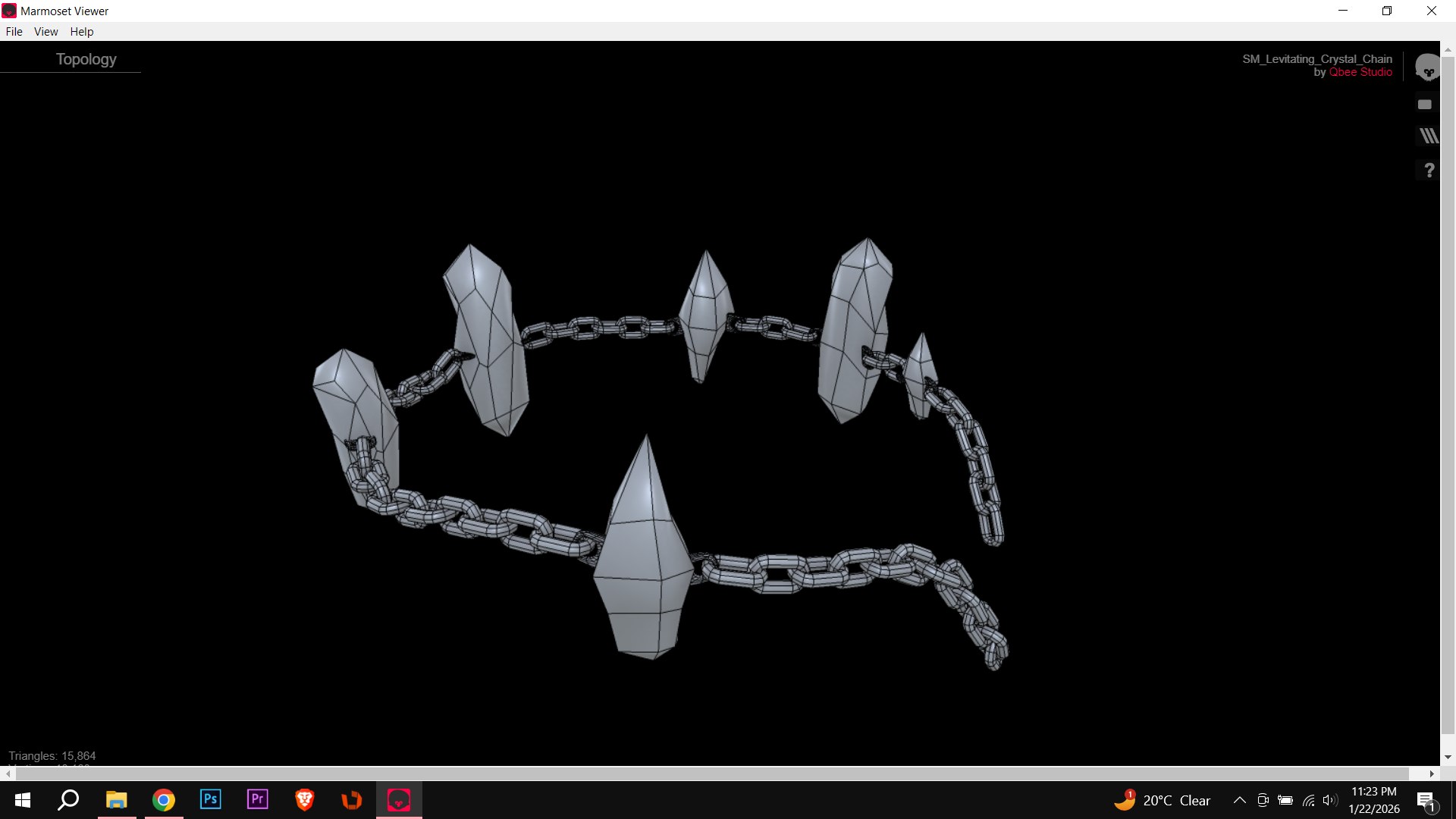 Stylized Levitating Crystal Chain 3D model https://p.turbosquid.com/ts-thumb/MD/qKWgG8/WA/screenshot93/png/1769102895/1920x1080/fit_q87/040271ed9b890f61fa85d97cafcd76106eac790a/screenshot93.jpg