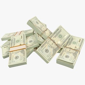 3D pile dollars bills