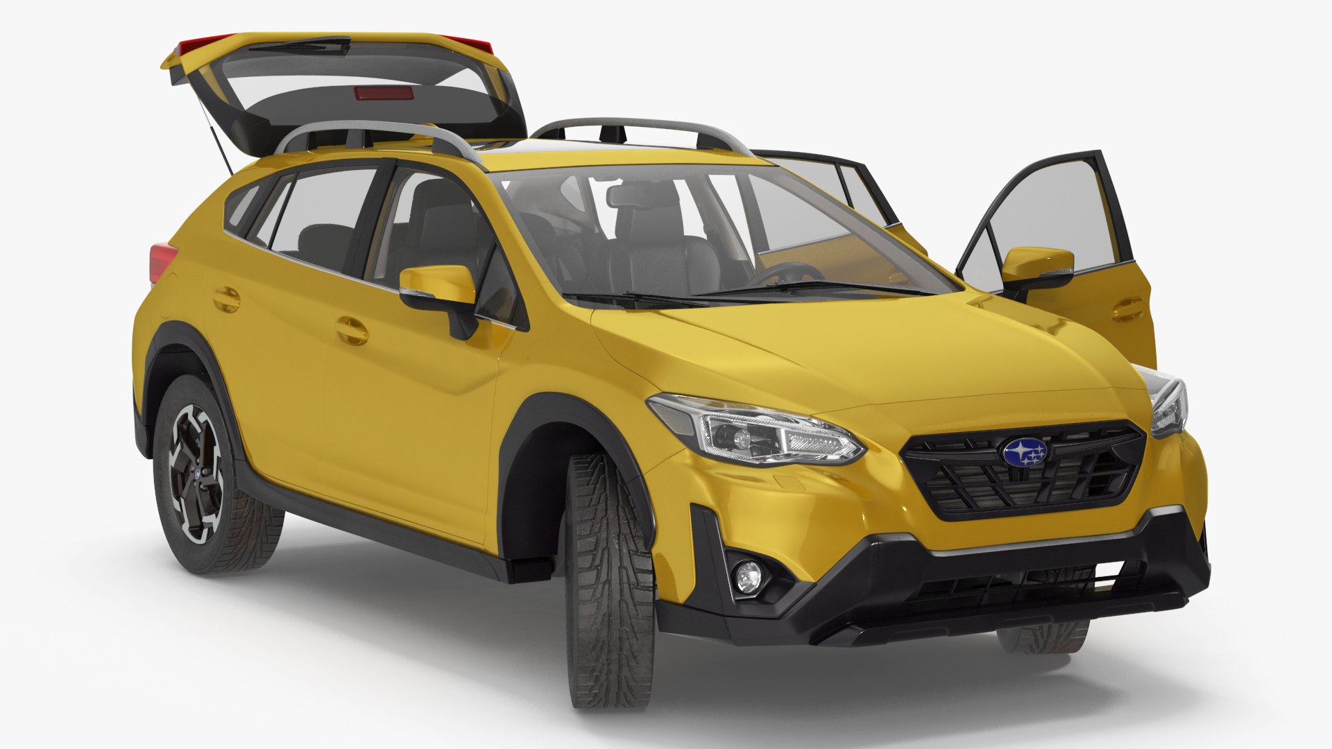 2020 Subaru XV Crosstrek SUV Yellow Rigged 3D model preview