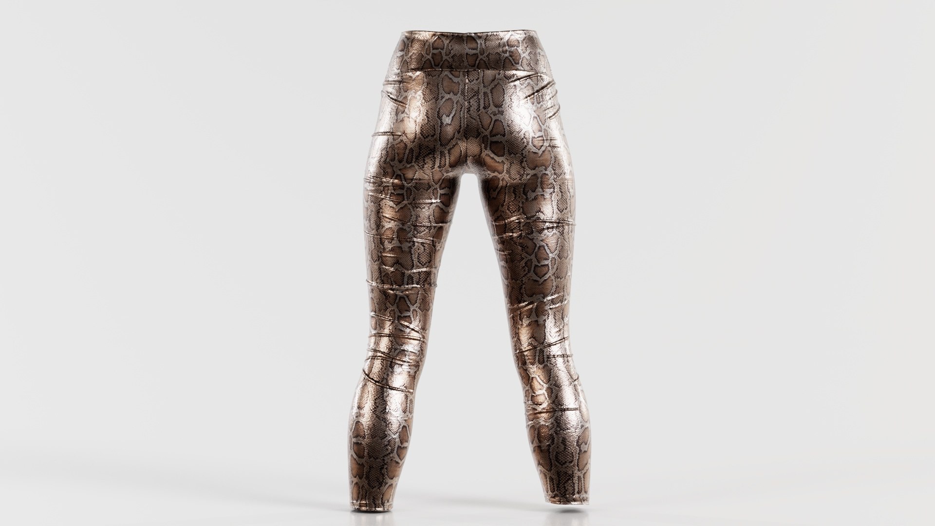 Snake Metallic womens Leggings with Crop Top Gold Set