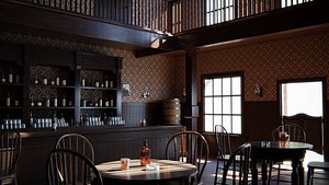 Western Saloon Interior 3d Scene