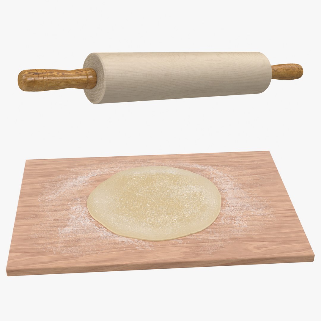 Dough on Board with Rolling Pin 3D Models Collection 3D model preview
