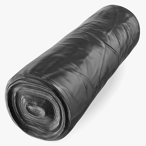 3D Black Trash Bag Roll model