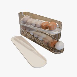 Two Tier Sliding Egg Storage Organizer Automatic Sliding 3D