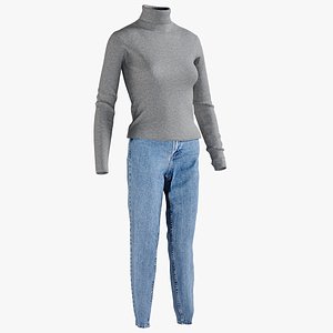 3D realistic women s jeans