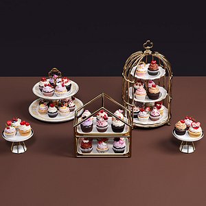 Valentine Day heart theme cupcake 3D model