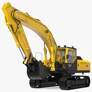 Large Hydraulic Tracked Excavator Rigged