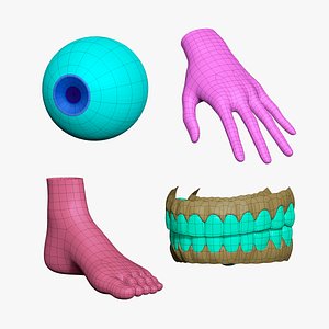 Eye foot wrist teeth lowpoly base mesh