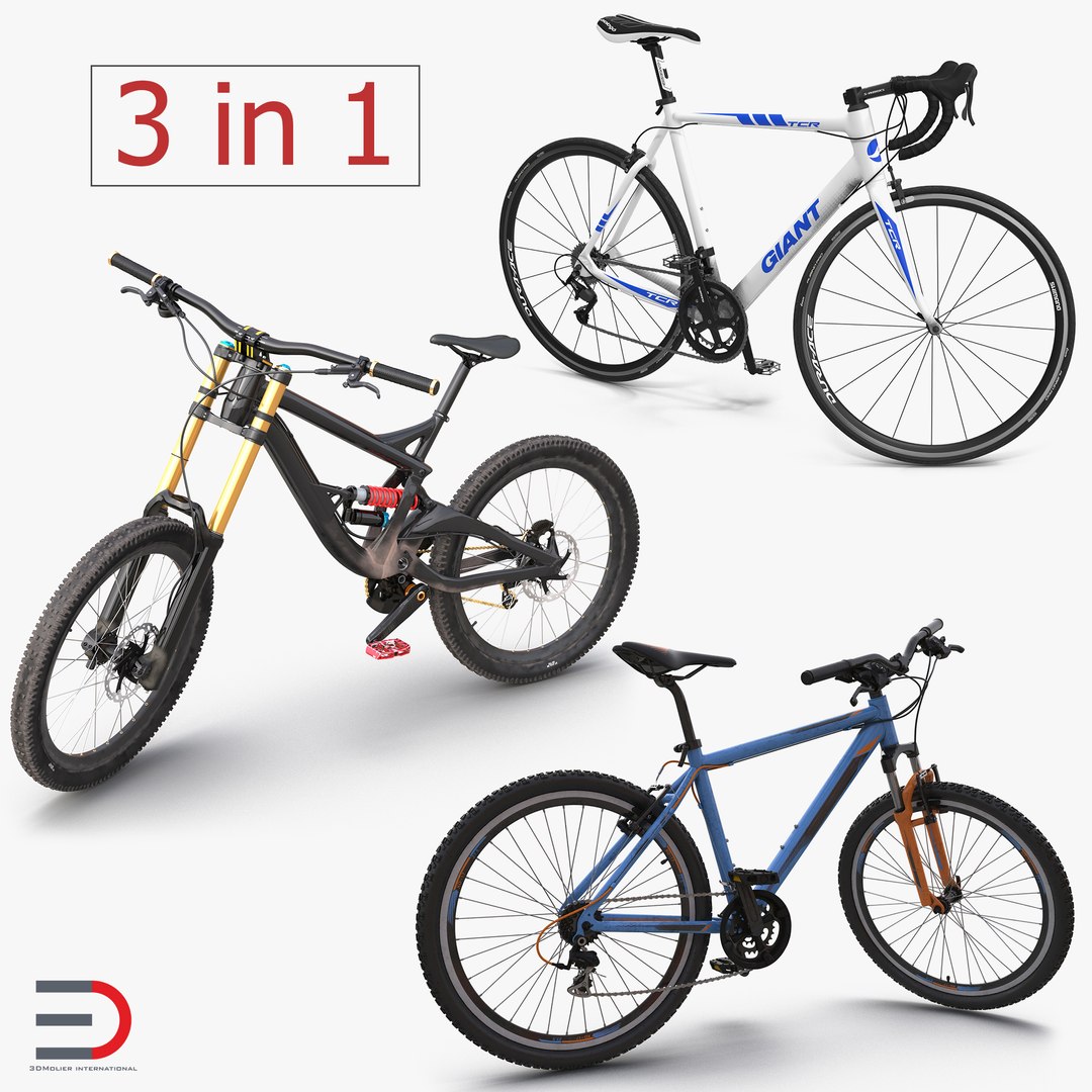 Modern Bikes Rigged 3D Models Collection 3D model preview