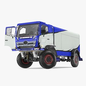 3D Race Dakar Truck Lights On Blue Rigged for Maya
